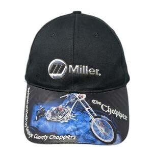 Miller Orange County Chopper Strapback Hat Black One Size Adjustable Vent Holes
